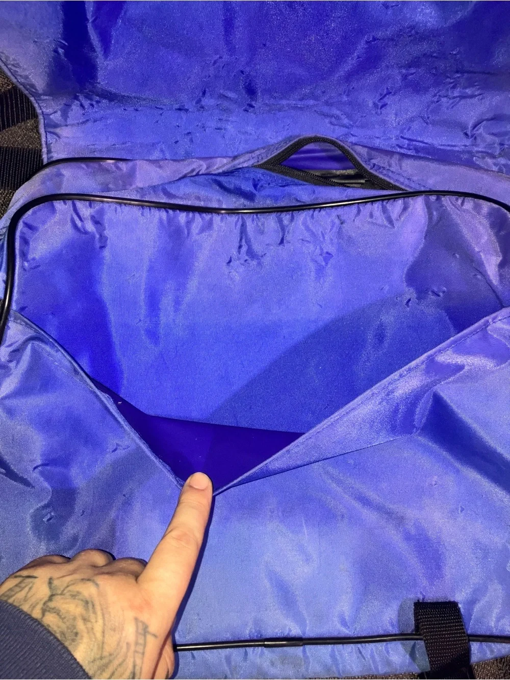 Vintage 90s Y2K ASICS Blue Tote / Computer / Record Zip Strap Over Bag